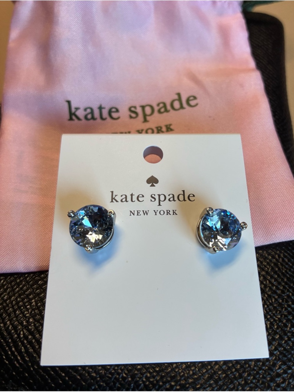 Kate Spade New York Brilliant Statements stud earrings, in a light blue shade. - Picture 4 of 4